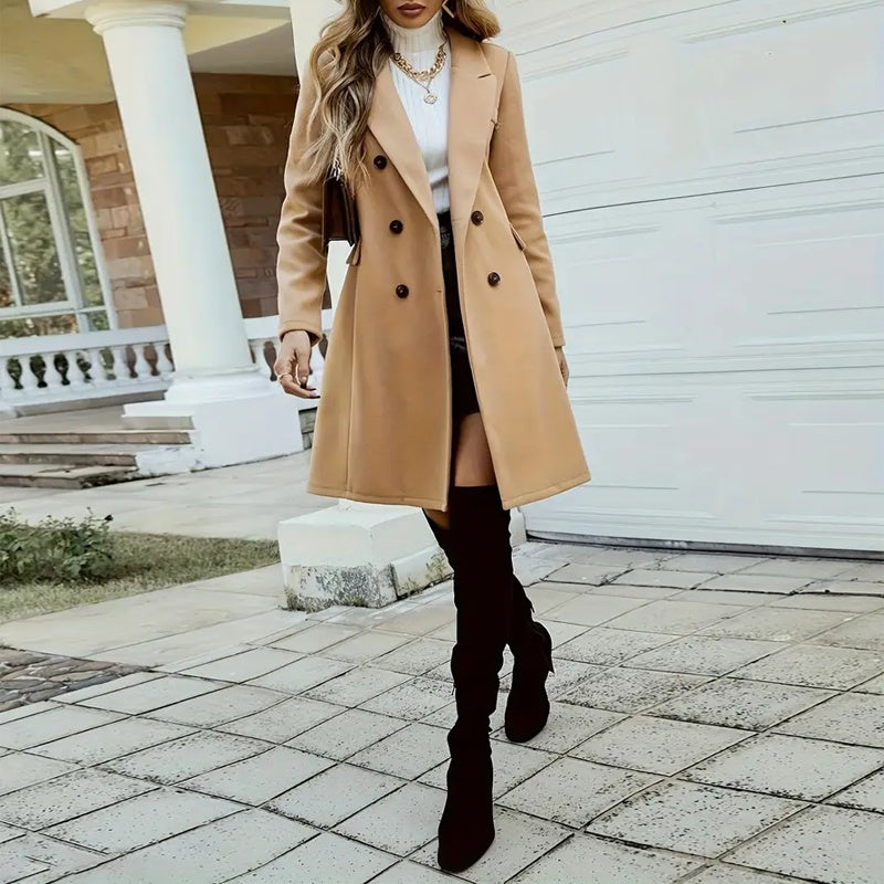 Women's Double-Breasted Wool-Like Coat