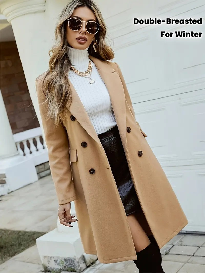 Women's Double-Breasted Wool-Like Coat