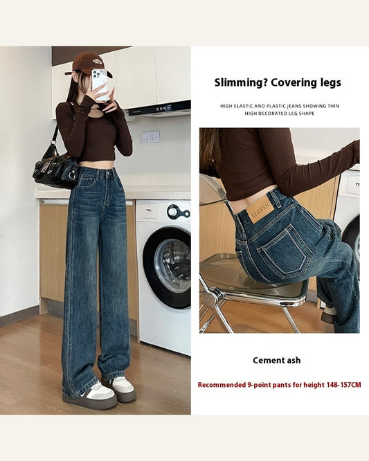 High-Waist Straight-Leg Cotton Jeans — Ankle Length