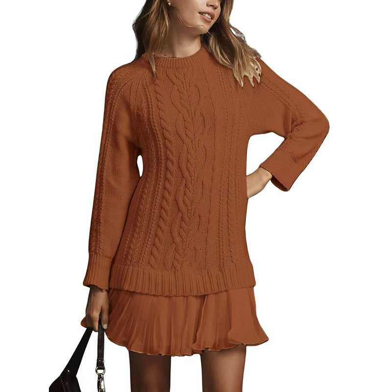 Women's Cable Knit Sweater with Lace
