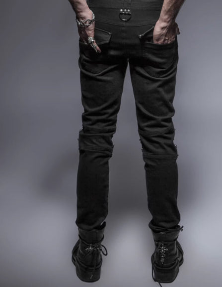 Motorcycle Denim Jeans with Swinging Knee - Dune Steampunk Armor Style