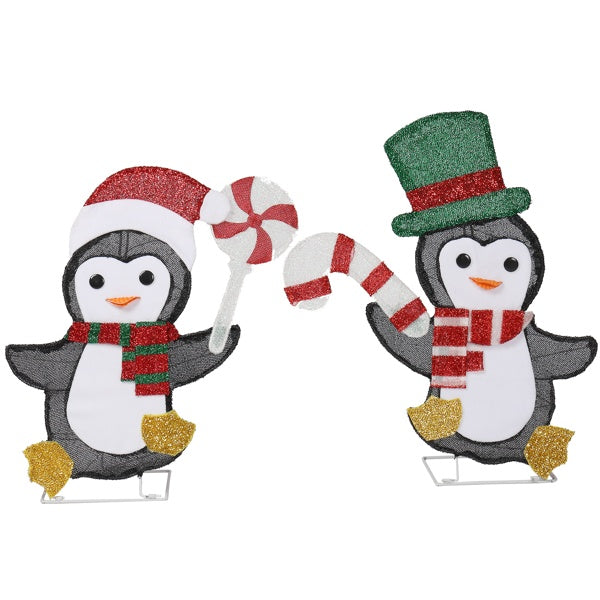 Minimal Lighted Penguin & Candy Cane