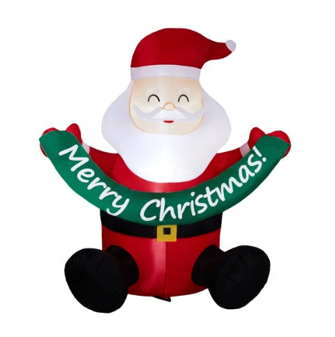5.8ft Inflatable Santa Christmas Banner LED