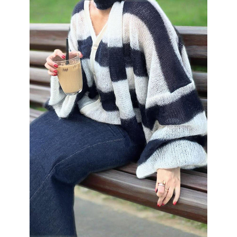 Women's Striped Cardigan Sweater