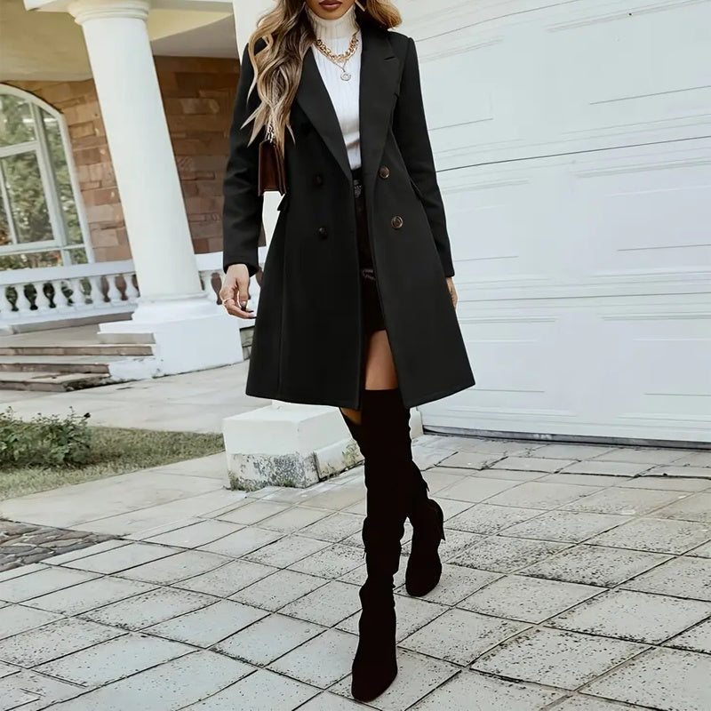 Women's Double-Breasted Wool-Like Coat