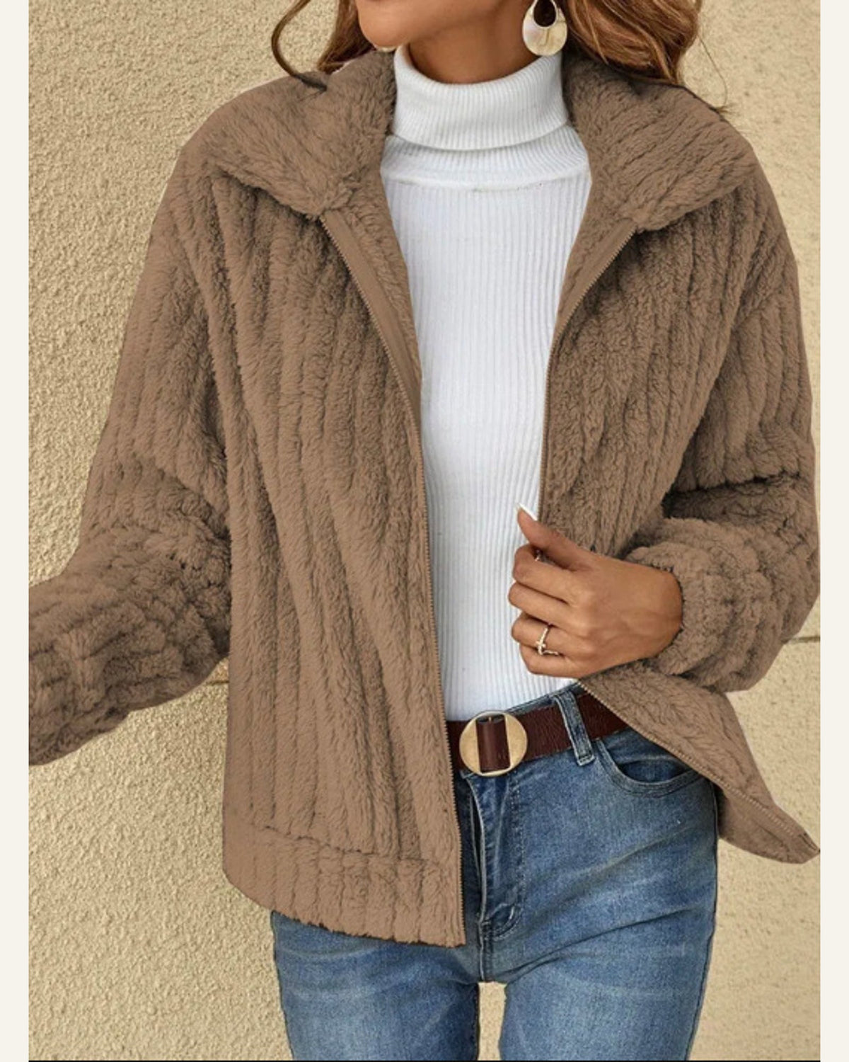 Cropped Lapel Jacket — Khaki