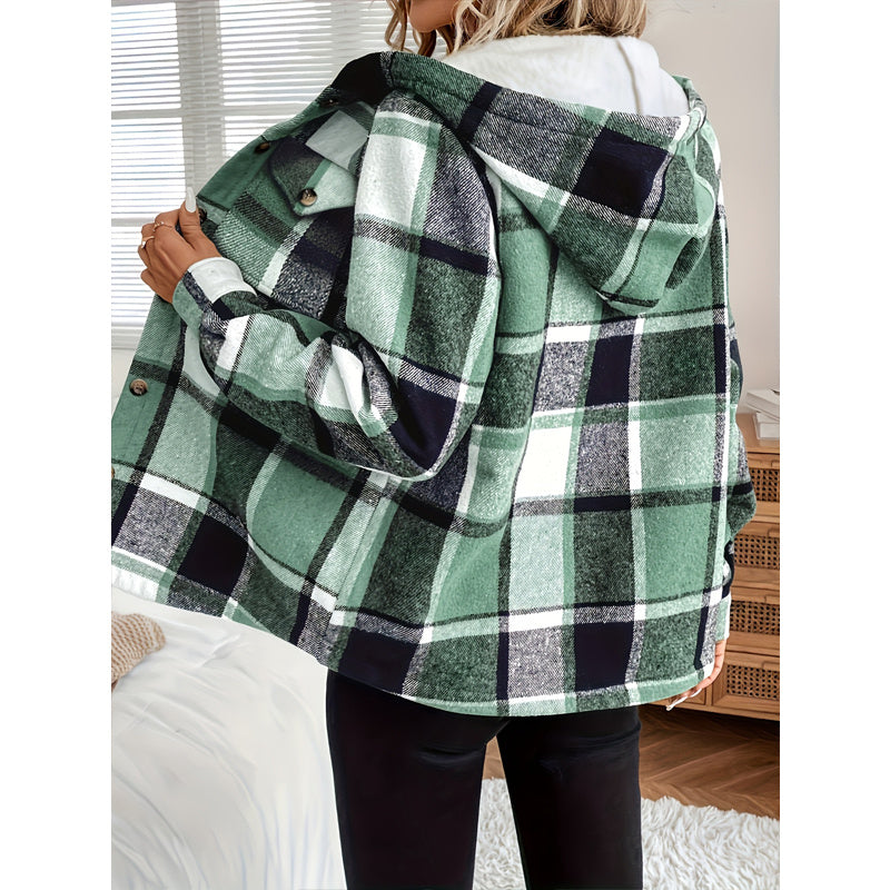 Women's Minimal Plaid Fleece Jacket