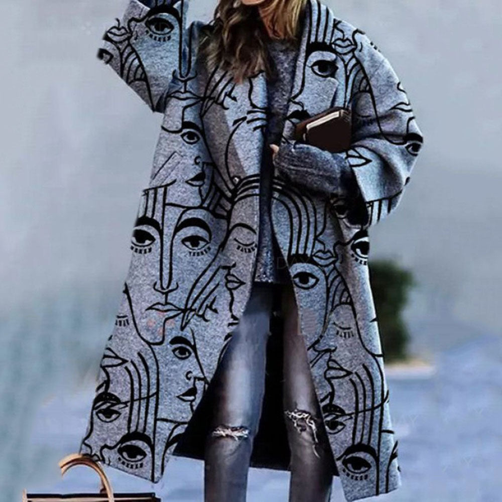 Women's Plaid Long-sleeved Coat