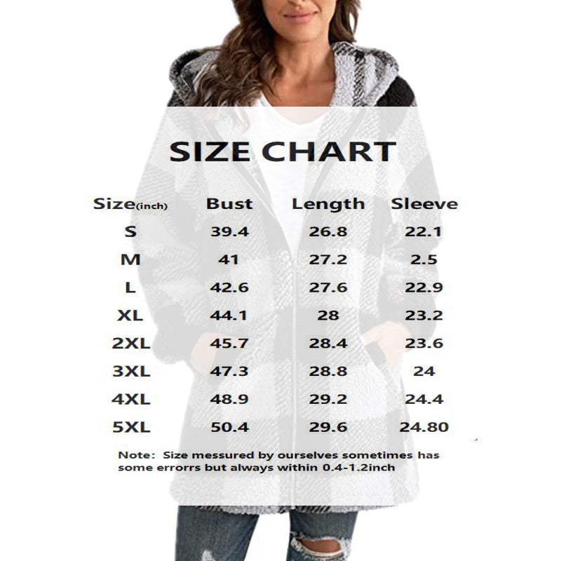 Women's Plaid Hooded Jacket, Long Sleeve