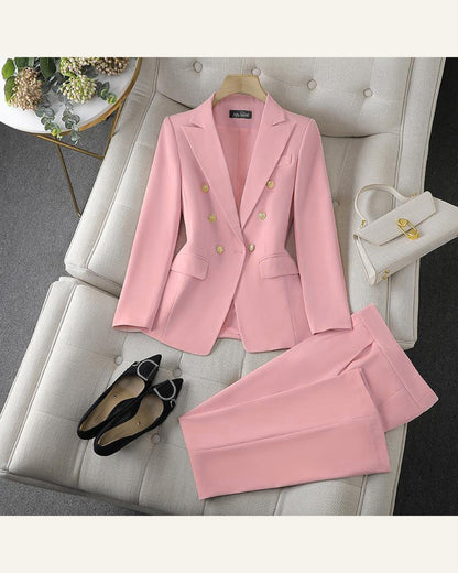 Tailored Two-Piece Blazer & Trouser Set — Deep Pink