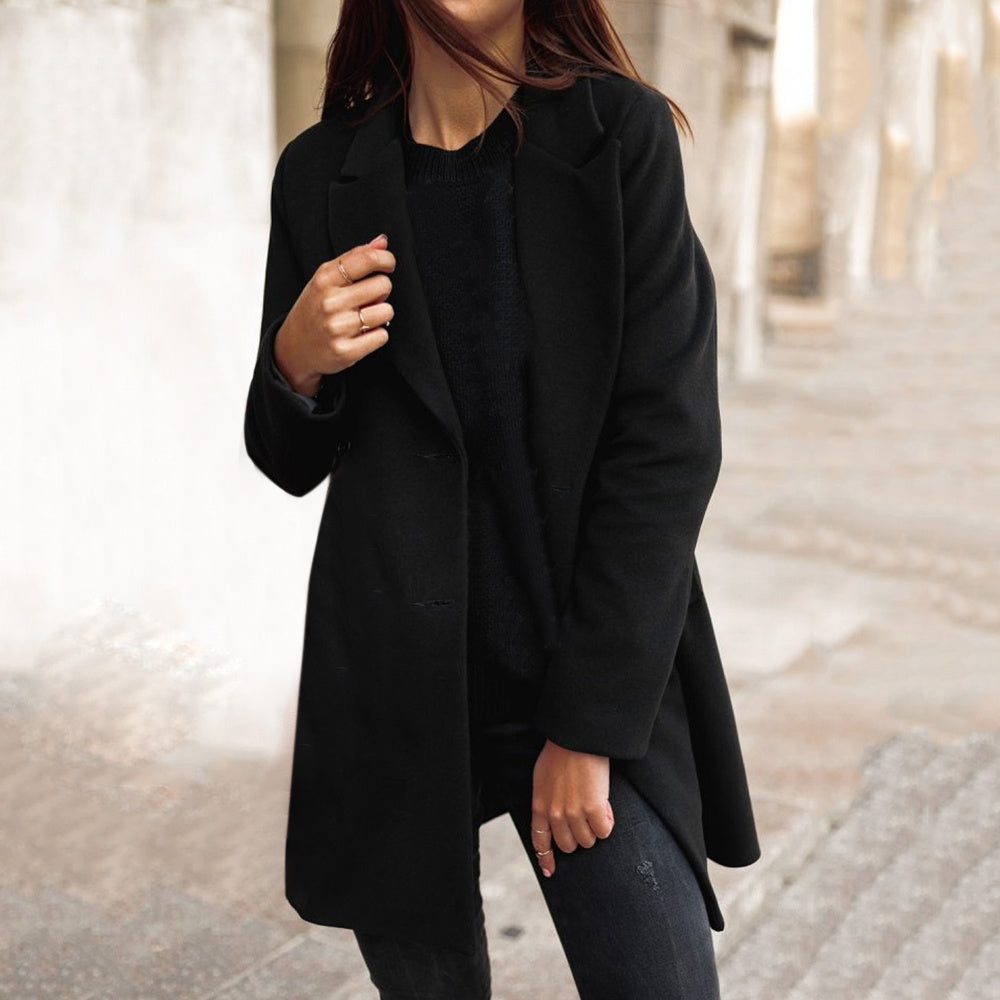 Women's Minimal Long Woolen Coat