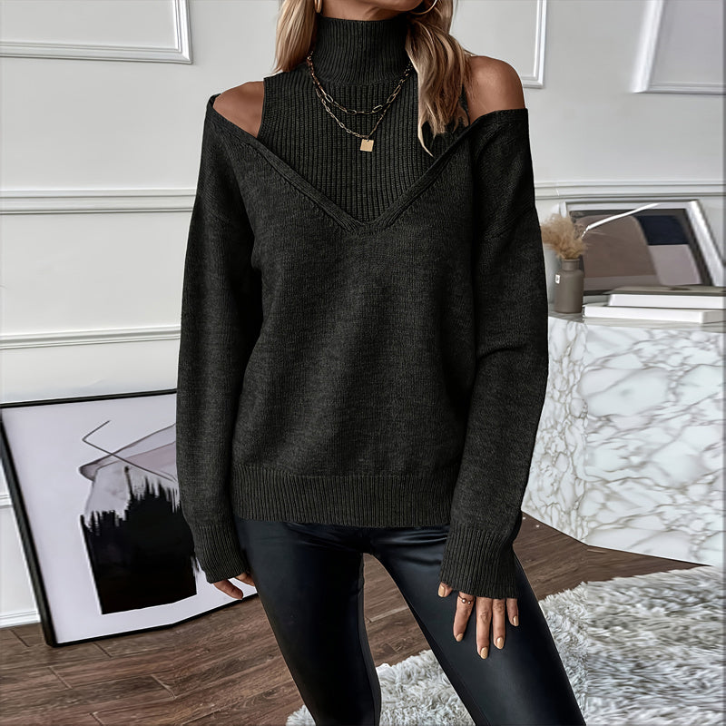 Women's Off-Shoulder Turtleneck Sweater