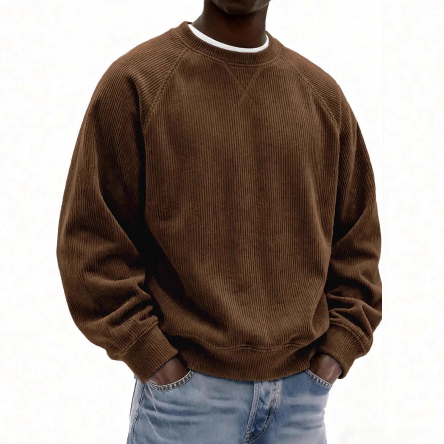 Men's Simple Relaxed Fit Sweatshirt - Basic Long Sleeve Knit