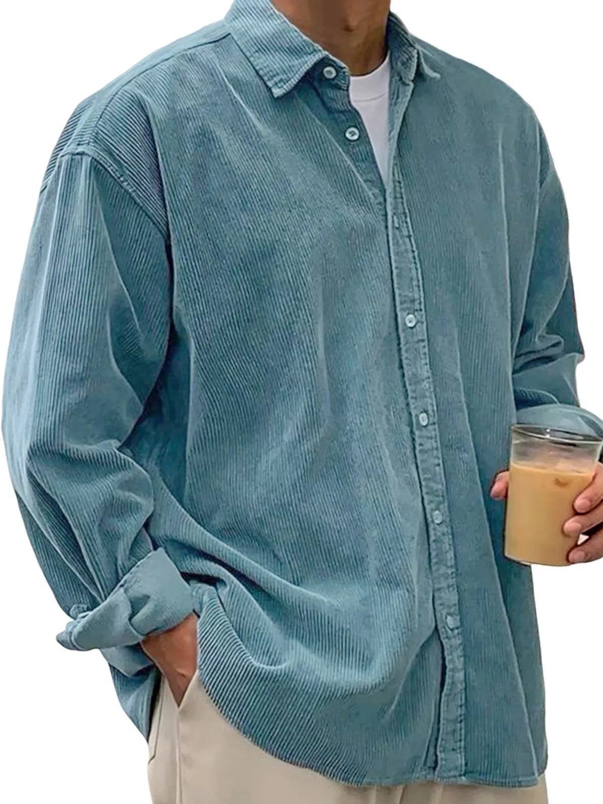 Men's Casual Loose Thick Shirt Jacket - Autumn Winter Overshirt