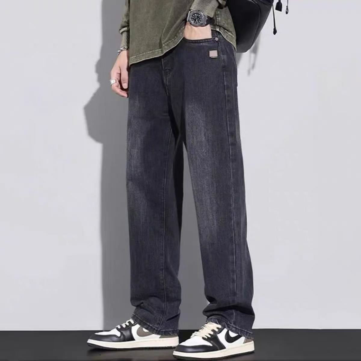 Fleece-Lined American Style Retro Straight Leg High Street Pants