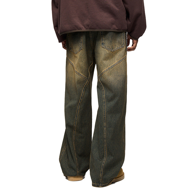 Street-Style Distressed Denim Jeans - Men's 3D Cut Design