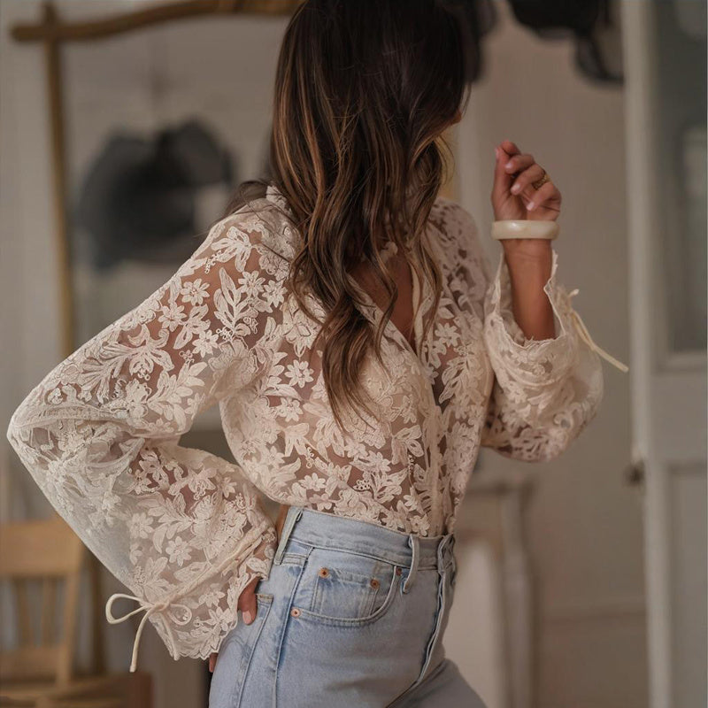 Women's Floral Lace Embroidered Blouse
