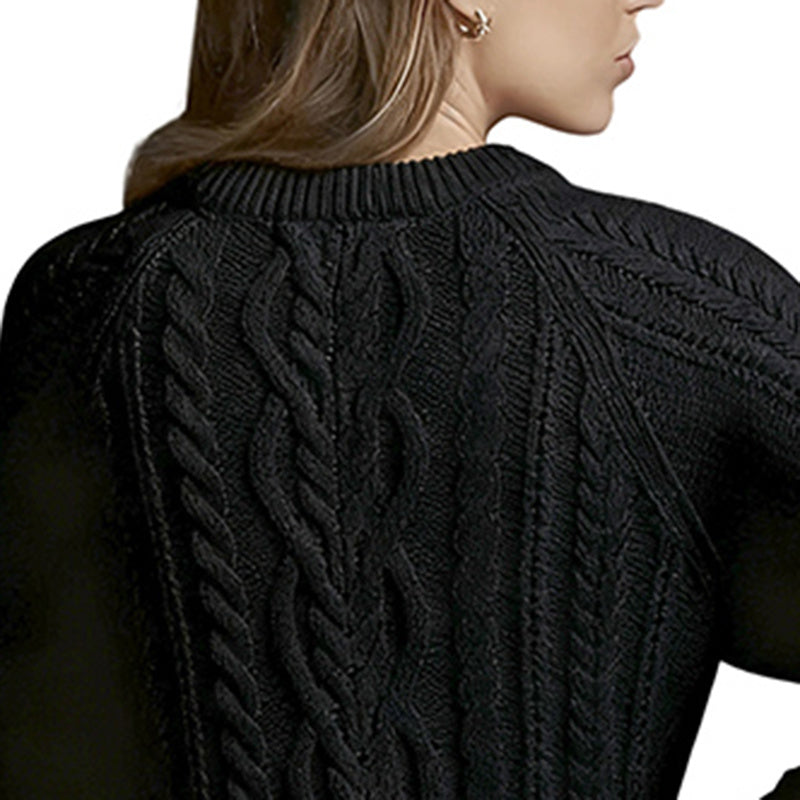 Women's Cable Knit Sweater with Lace