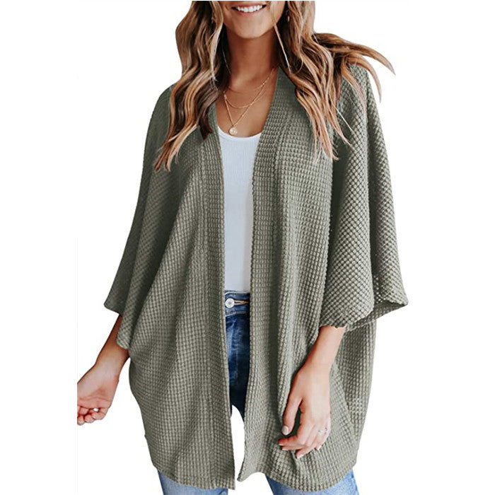 Women's Minimal Waffle Cardigan