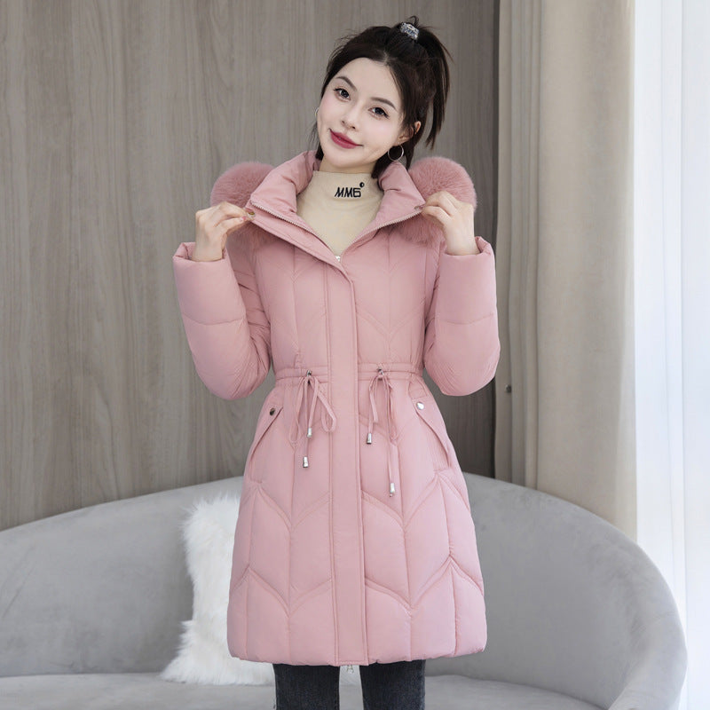 Mid-length Fur Collar Cotton Jacket