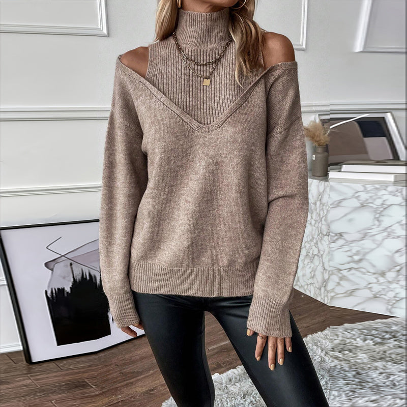 Women's Off-Shoulder Turtleneck Sweater