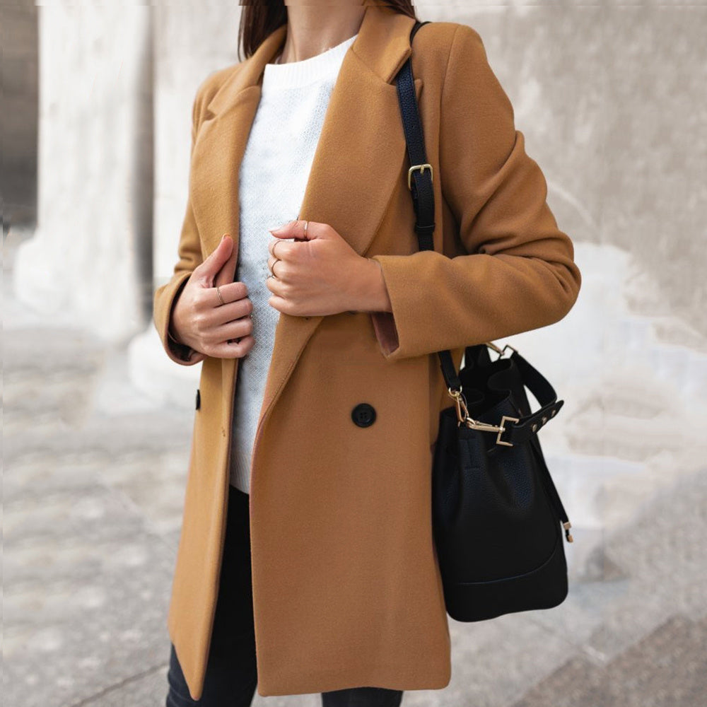 Women's Minimal Long Woolen Coat