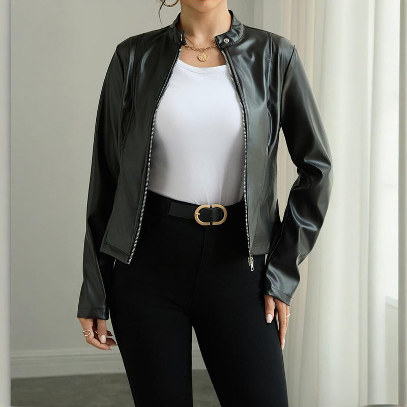 Women's Minimal Faux Leather Blazer