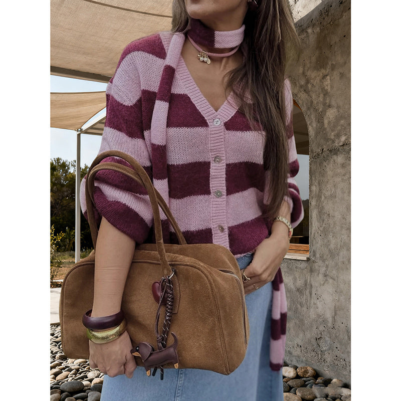 Women's Striped Cardigan Sweater