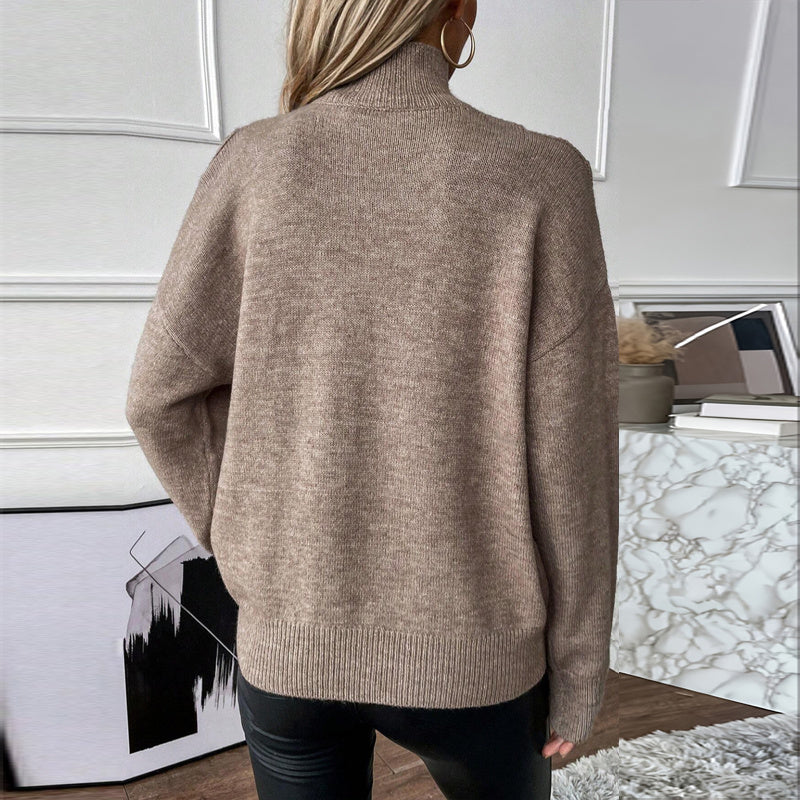 Women's Off-Shoulder Turtleneck Sweater