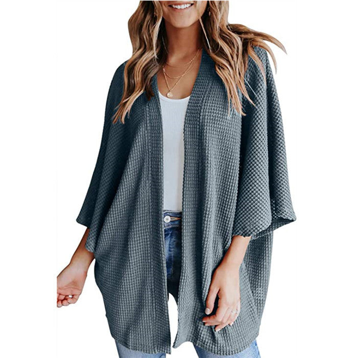 Women's Minimal Waffle Cardigan