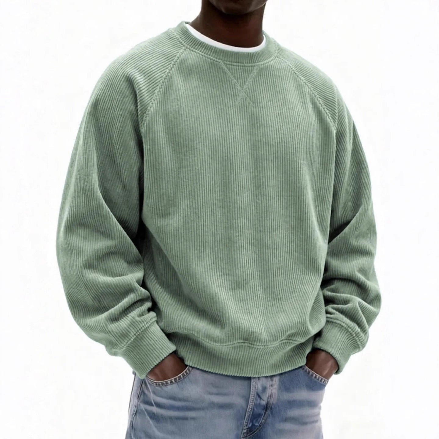 Men's Simple Relaxed Fit Sweatshirt - Basic Long Sleeve Knit