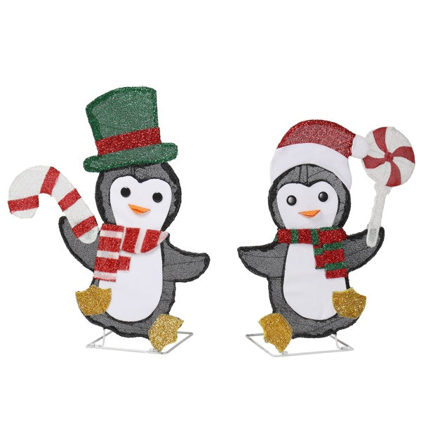 Minimal Lighted Penguin & Candy Cane