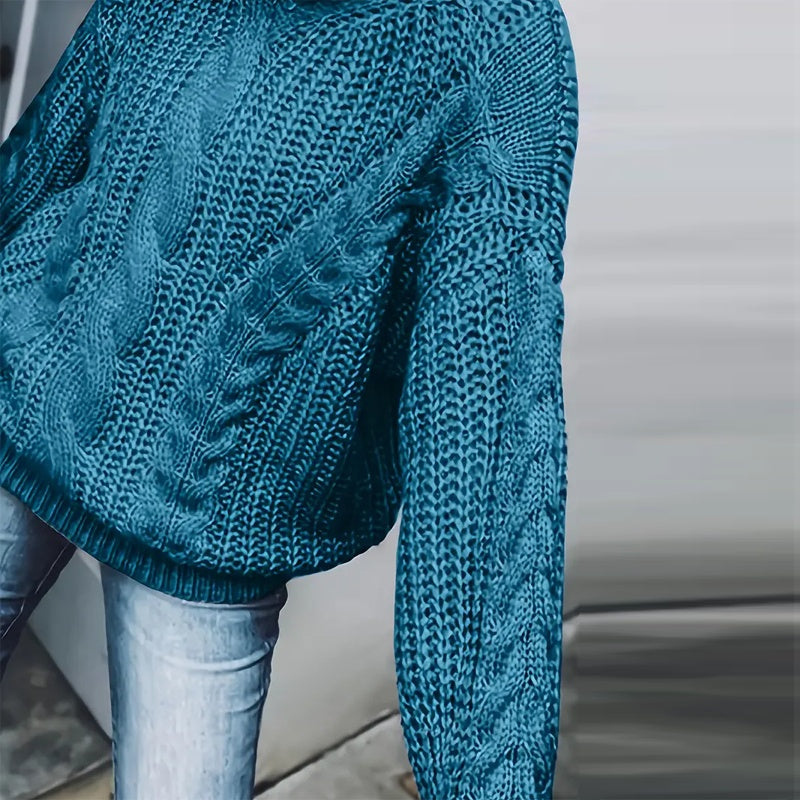 Women's Cable Knit Turtleneck Sweater - 2026 Winter Collection Classic Knitwear