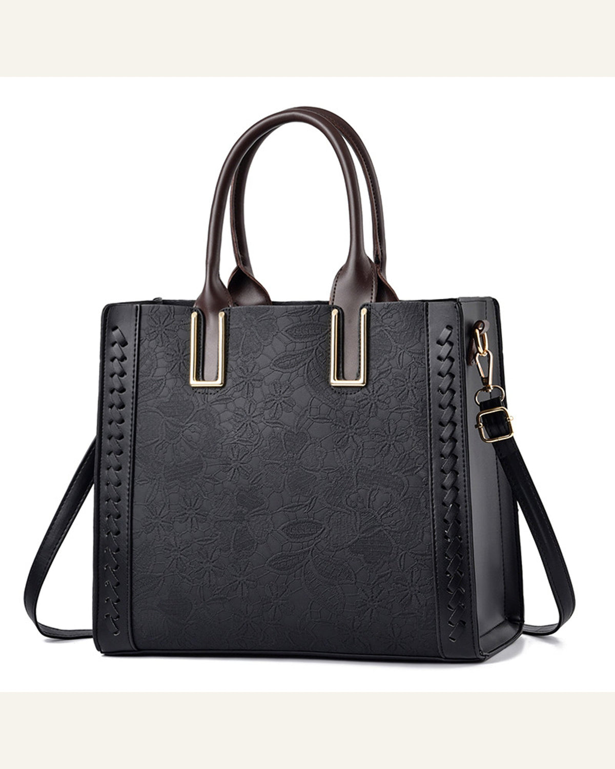 Structured Convertible Shoulder Bag — black product view