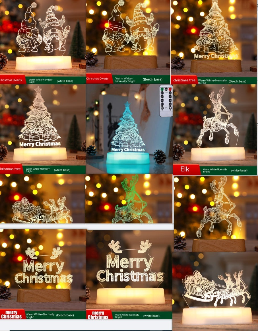 3D Acrylic LED Night Light Christmas