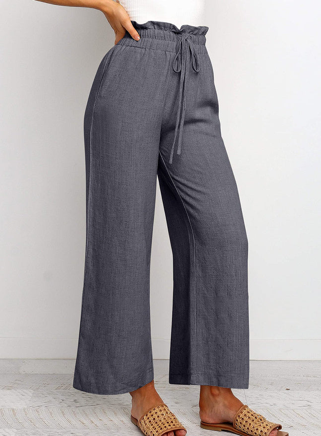 Elastic Waist Wide Leg Pants