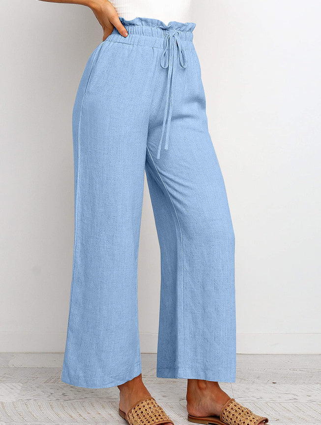 Elastic Waist Wide Leg Pants