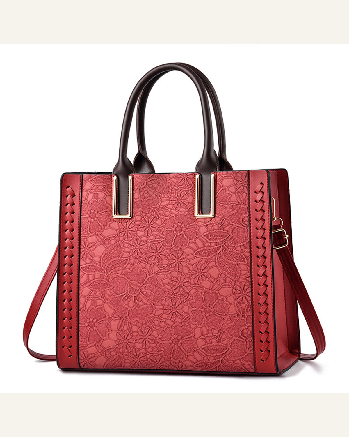 Structured Convertible Shoulder Bag — red product view