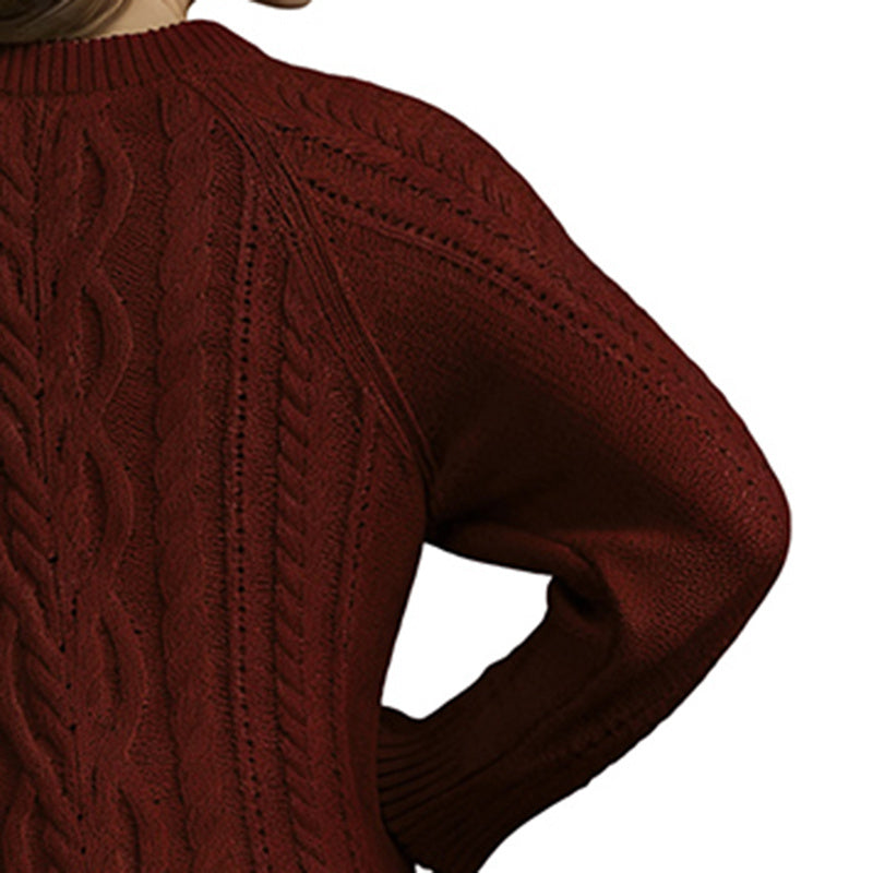 Women's Cable Knit Sweater with Lace