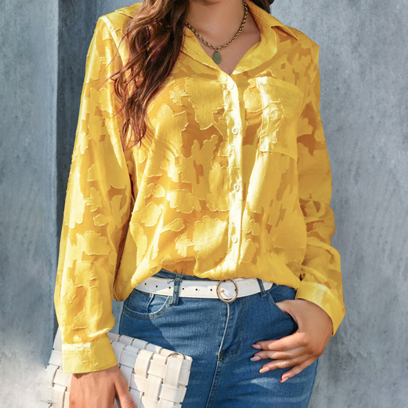 Womens Casual Sheer Button Down Shirts