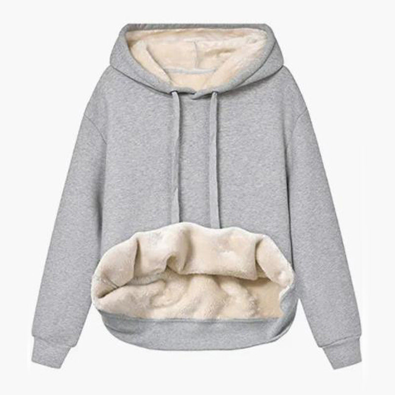 Women's Lamb Fleece Hooded Sweatshirt Jacket - 2026 Winter Collection Warm Sports Jacket