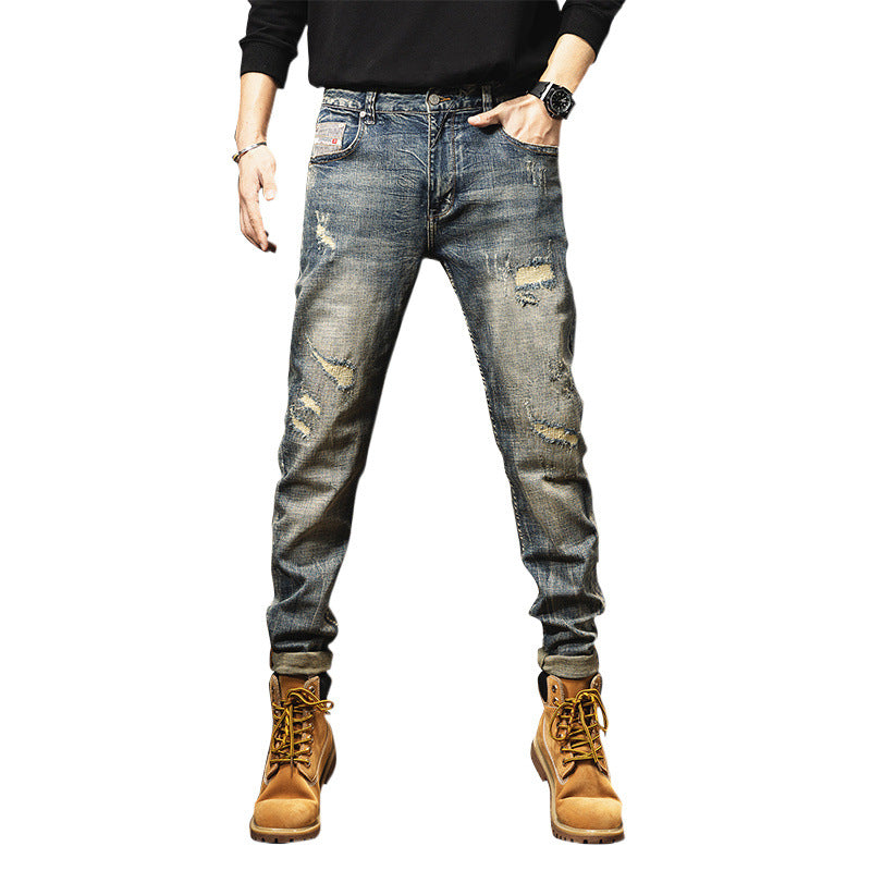 Retro Heavy Washed Denim Jeans - Men's Vintage Style Pants