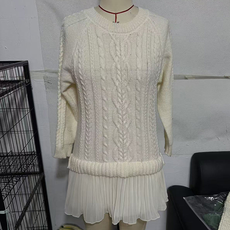 Women's Cable Knit Sweater with Lace