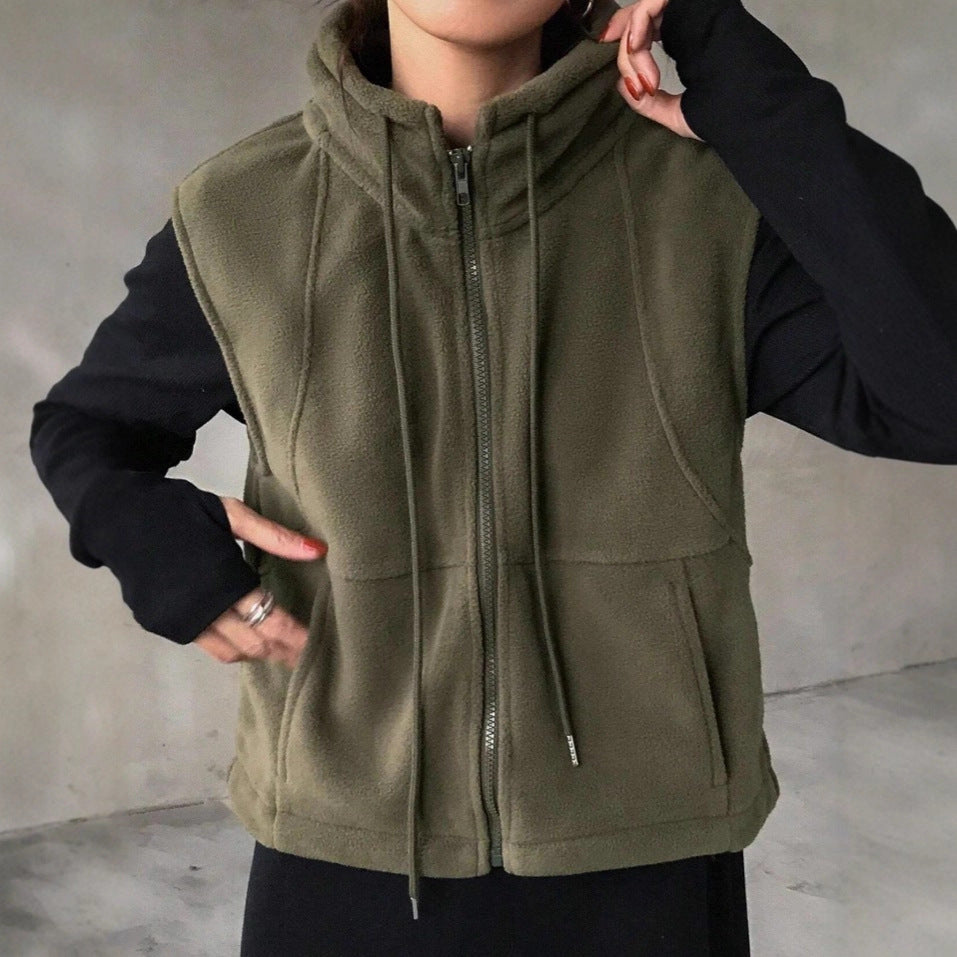 Women's Casual Sleeveless Vest Jacket - 2026 Winter Collection Zip-Up Outerwear