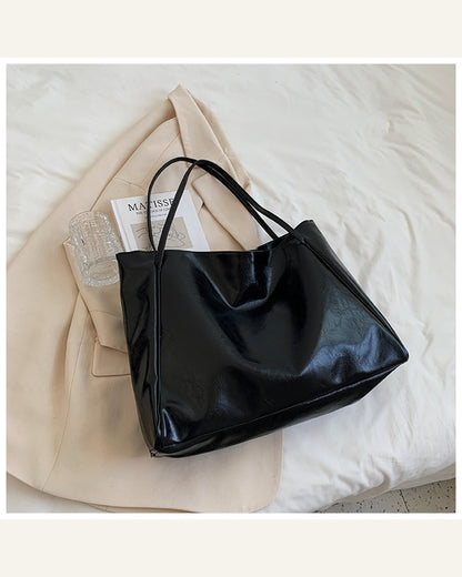 Oversized Soft Shoulder Tote — black product view