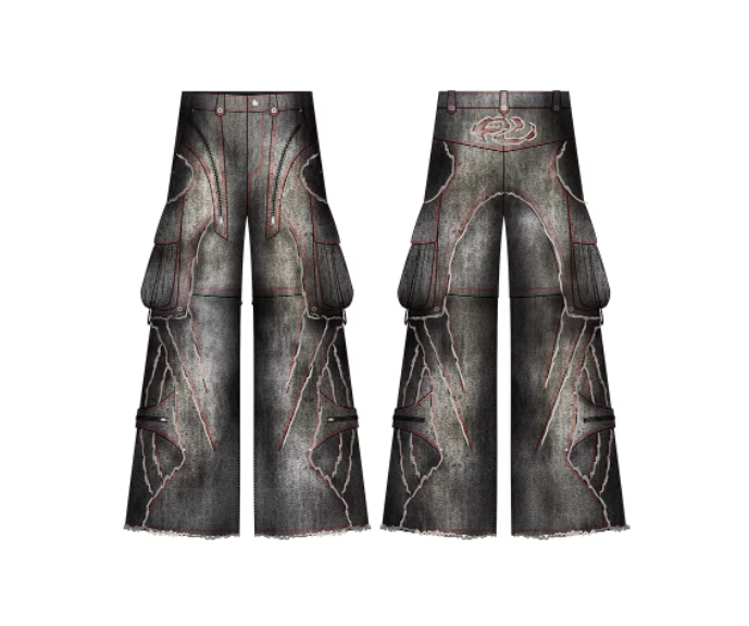 Detachable Crossbody Strap Workwear Denim Jeans - Reconfigurable Design