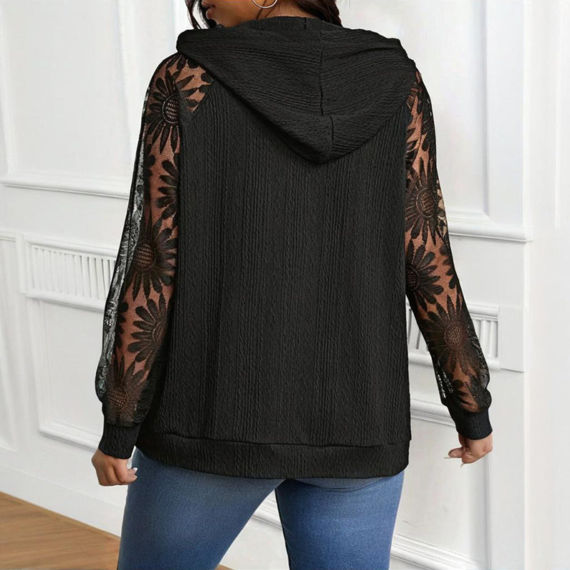 Women's Plus Size Lace Hoodie