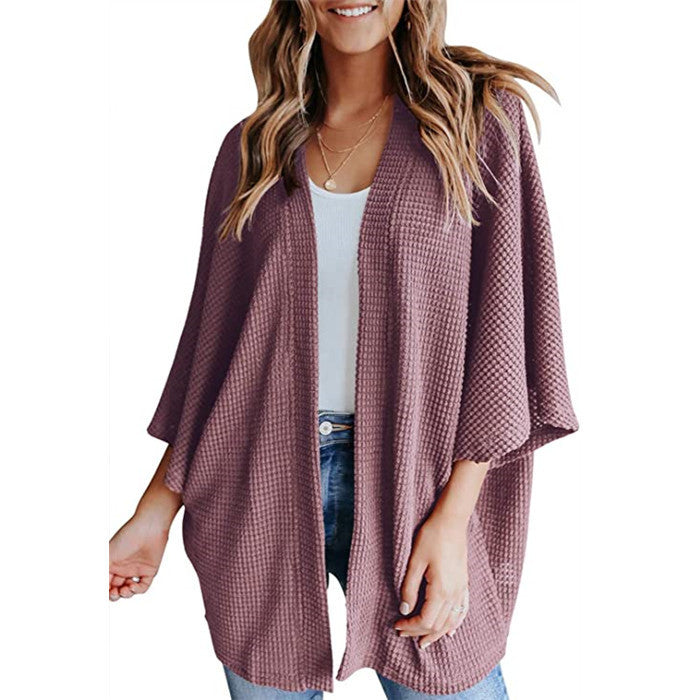 Women's Minimal Waffle Cardigan