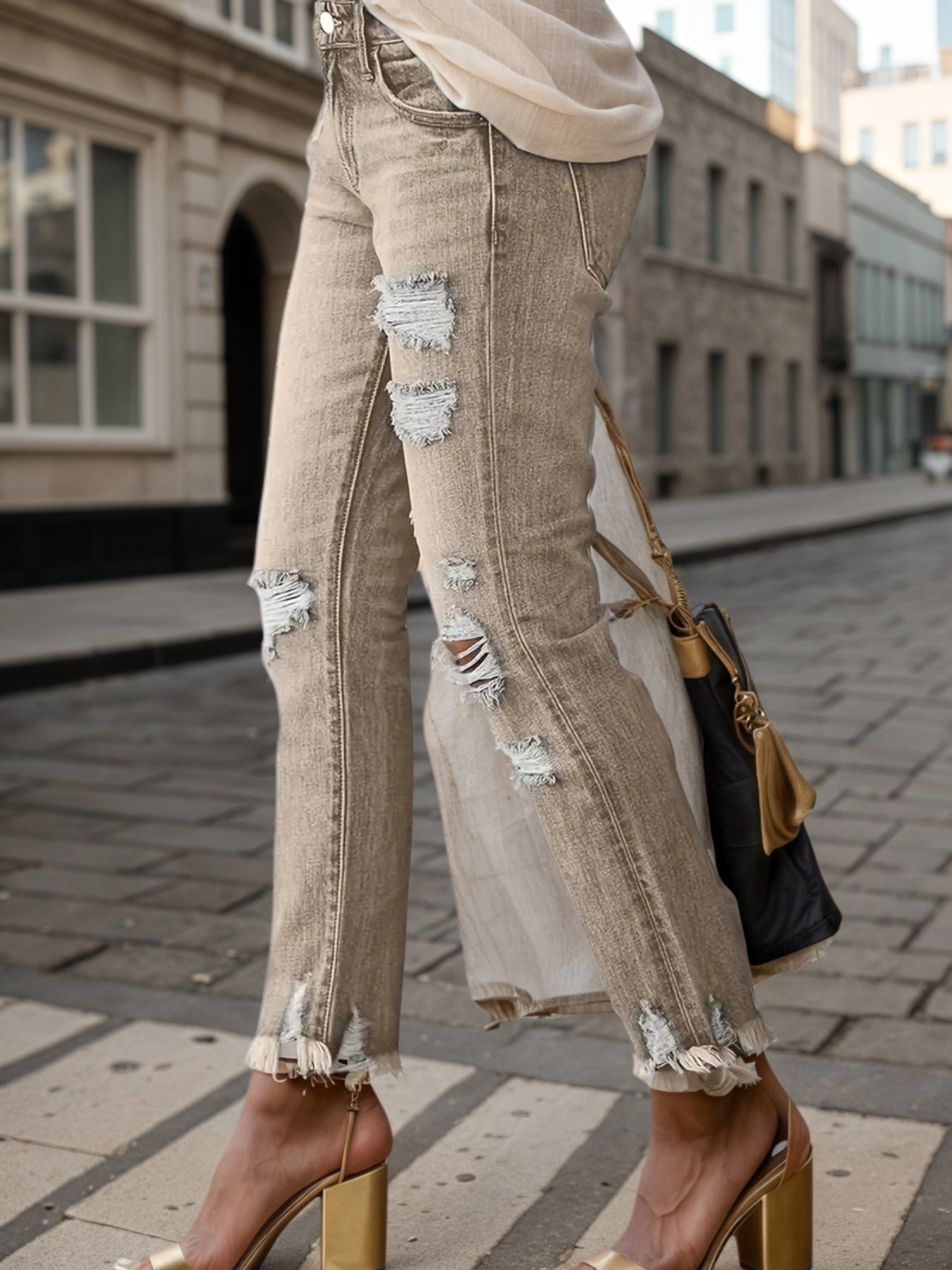 Ripped Straight Jeans