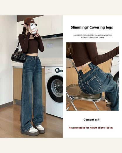 High-Waist Straight-Leg Cotton Jeans — Extra Long